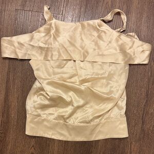 BCBGMaxAzria Satin Off-Shoulder Cami in Light Champagne